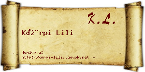Kárpi Lili névjegykártya