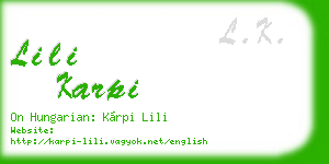 lili karpi business card